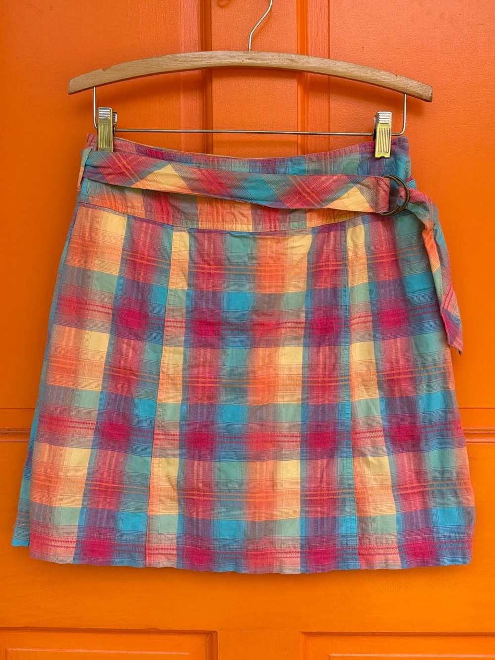 Vintage White stag colorful plaid mini skirt